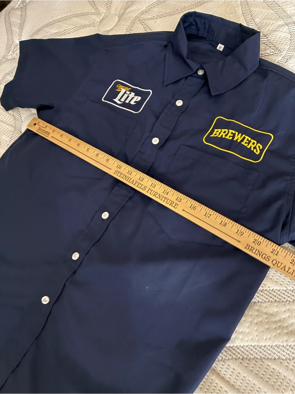 Miller Lite Milwaukee Brewers Vintage Button Down Short Sleeve Shirt - Picture 7 of 9